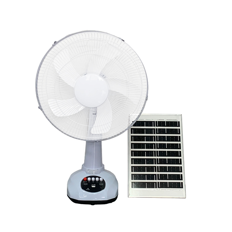 How do solar table fans provide continuous power in areas without access to the grid?